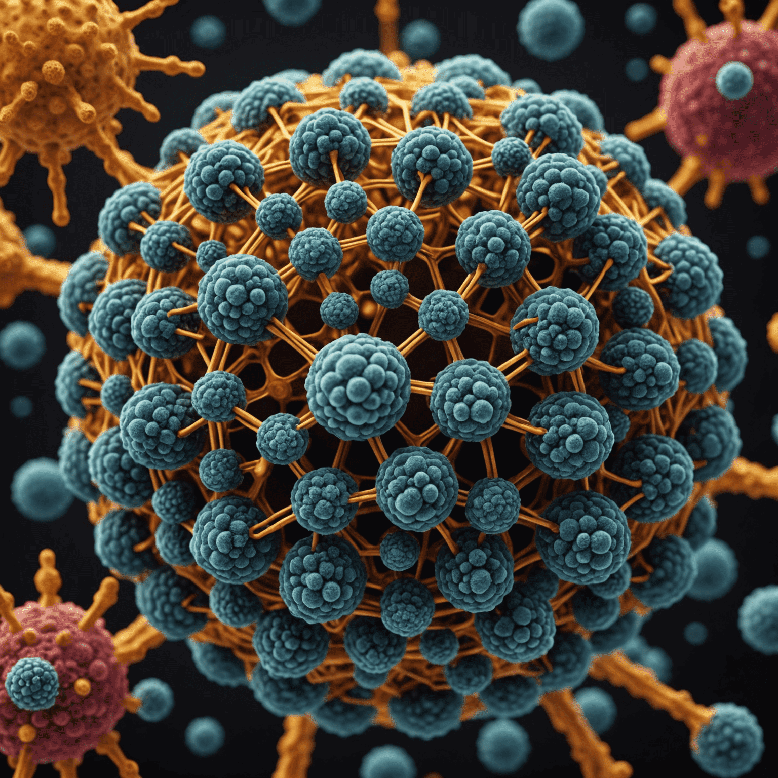 A microscopic view of nanoparticles arranged in a complex structure, showcasing the intricate world of nanotechnology